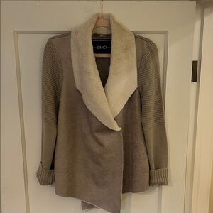 Blanc Noir Beige and Cream Shawl Cardigan